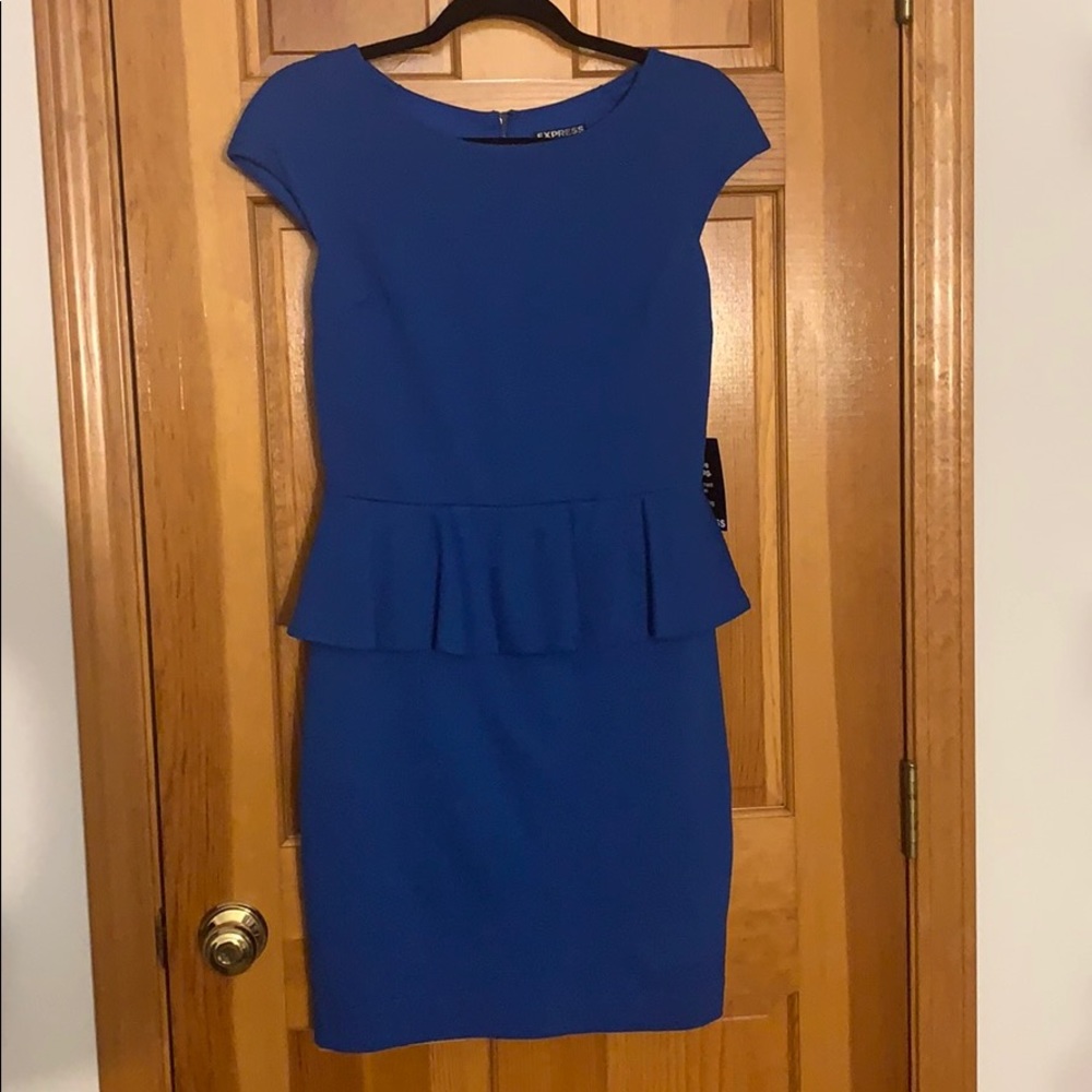 Express Royal Blue Peplum Dress in size6